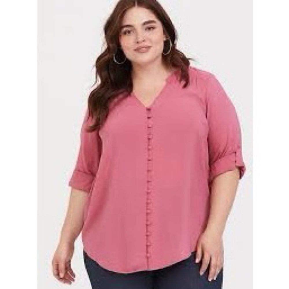 Torrid Harper Pink Challis Button Down Blouse